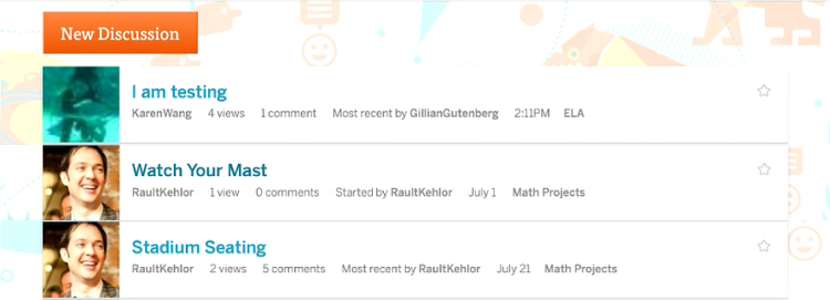 forum discussion list view