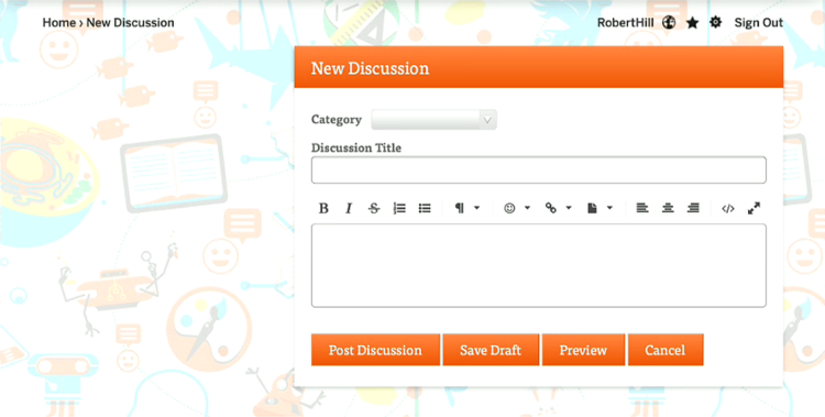 new discussion editor screen