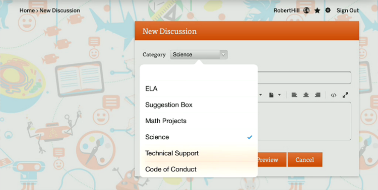 new discussion editor screen