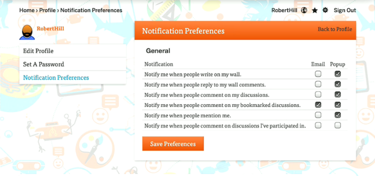 notification preferences screen