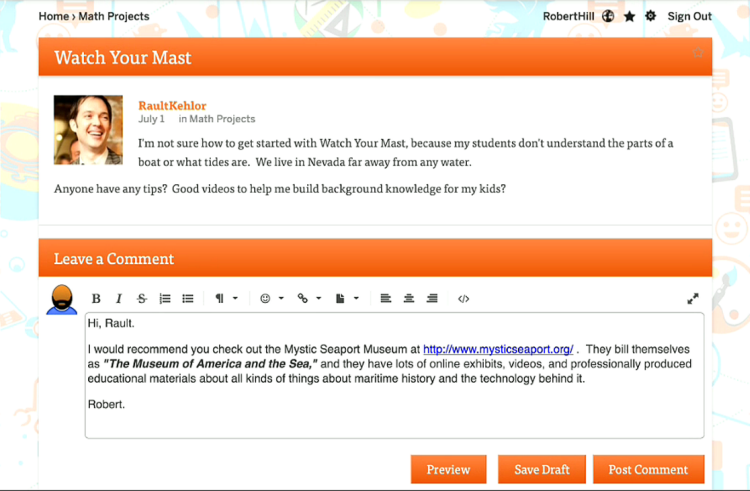 discussion in reply editor screen with reply in progress
