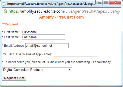 live chat support pre-chat window