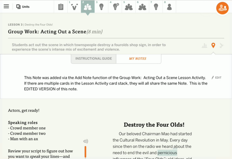 lesson activitiy note edit window