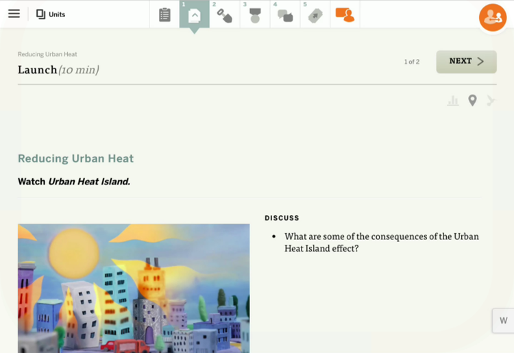 lesson activity that now displays the math workspace icon
